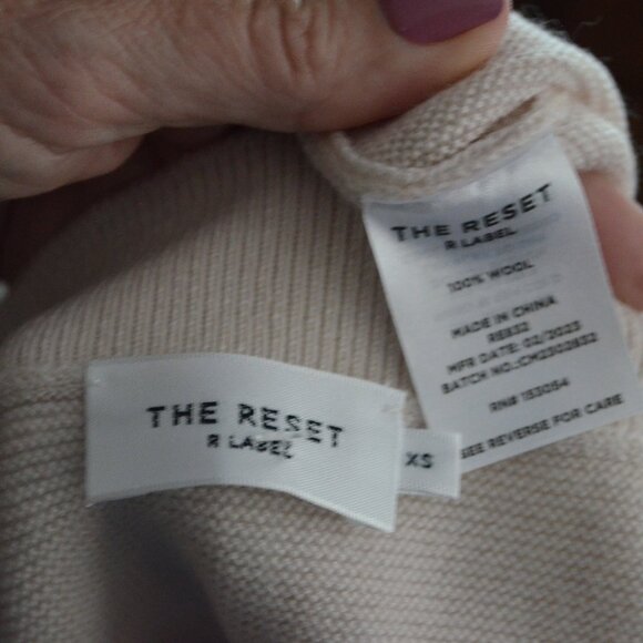 NWOT Sz XS The Reset R Label Cream Wool Cap Sleeve Boat Neck Sweater Top - Picture 5 of 5